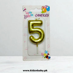 Golden metallic cake topper number candle for parties