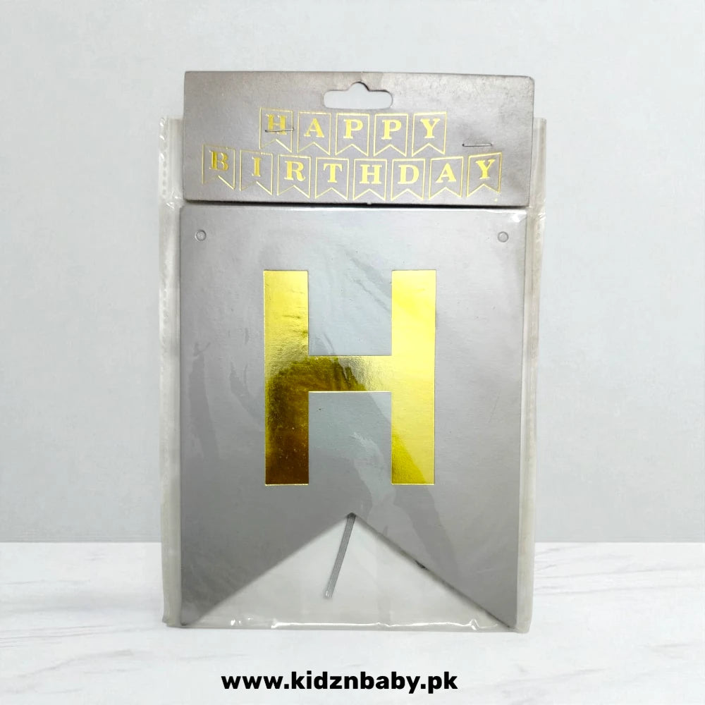 Packaged letter 'H' with 'Happy Birthday' text on a white background