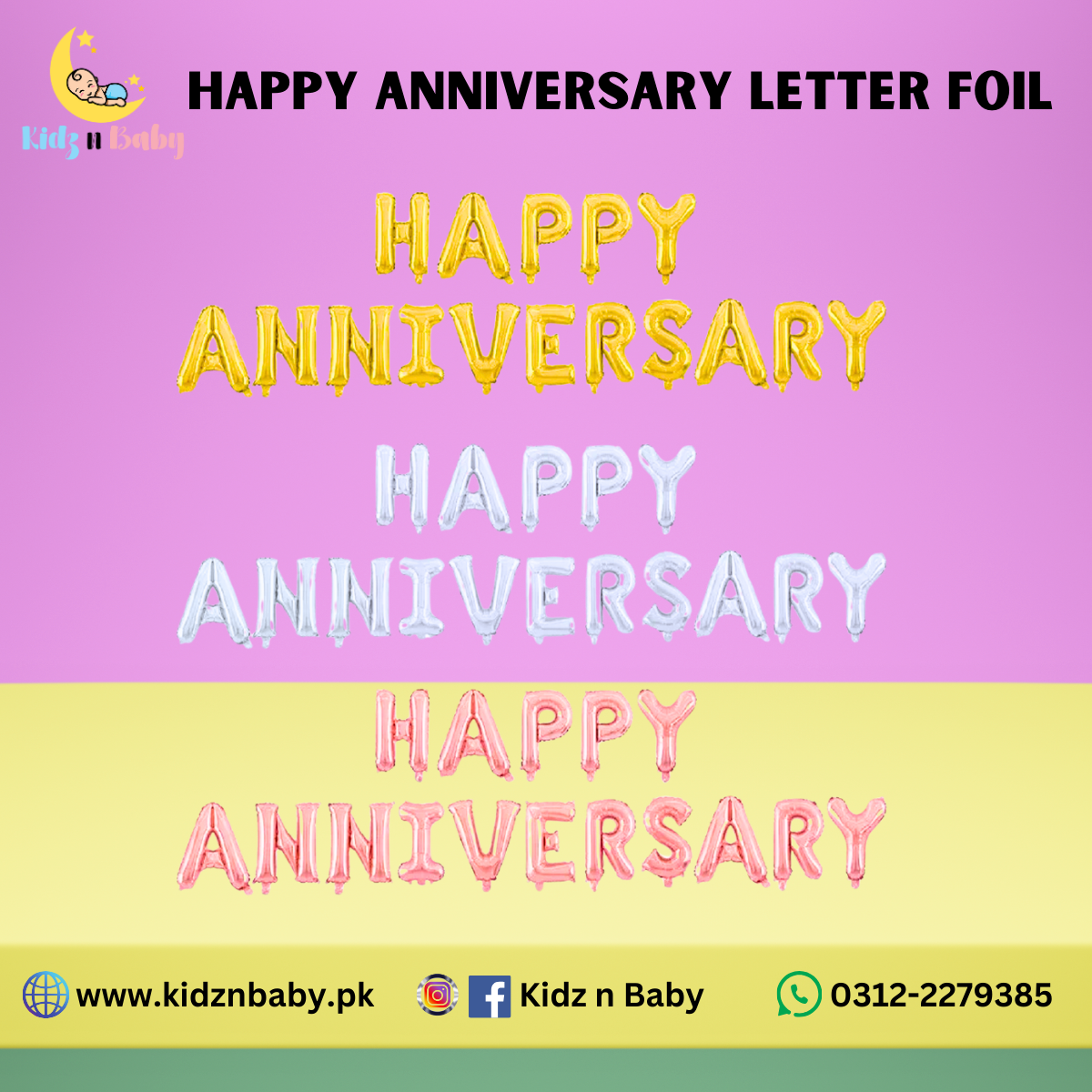 Happy Anniversary Letter Foil Balloons - 16 Inches