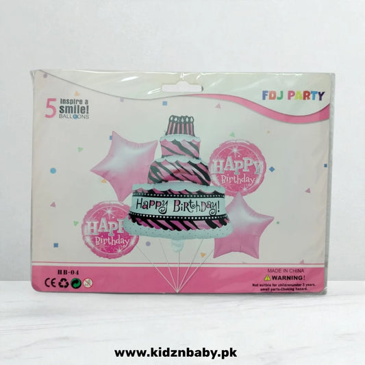 Happy Birthday Pink Cake Foil Balloons – Birthday Party Decoration Set in Pakistan