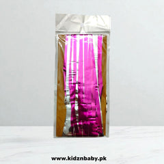 Metallic tinsel fringe curtain backdrop for kids’ birthday party