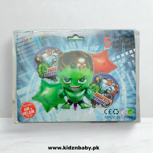 Hulk theme foil balloons set pack of 5 for kids superhero birthday party in Pakistan
