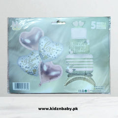 Happy Wedding Brown Cake Foil Balloons - Pack of 5