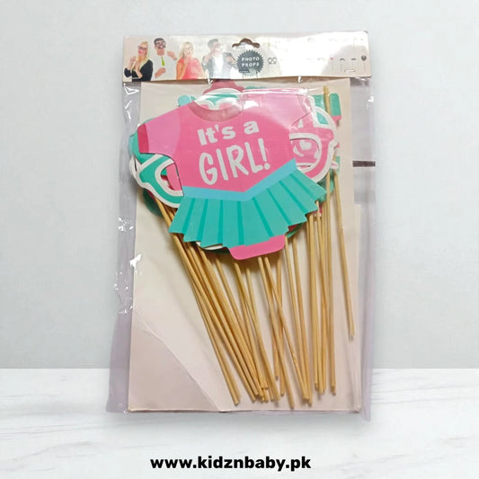 Its A Girl Photo Booth Props – Baby Shower Party Accessories