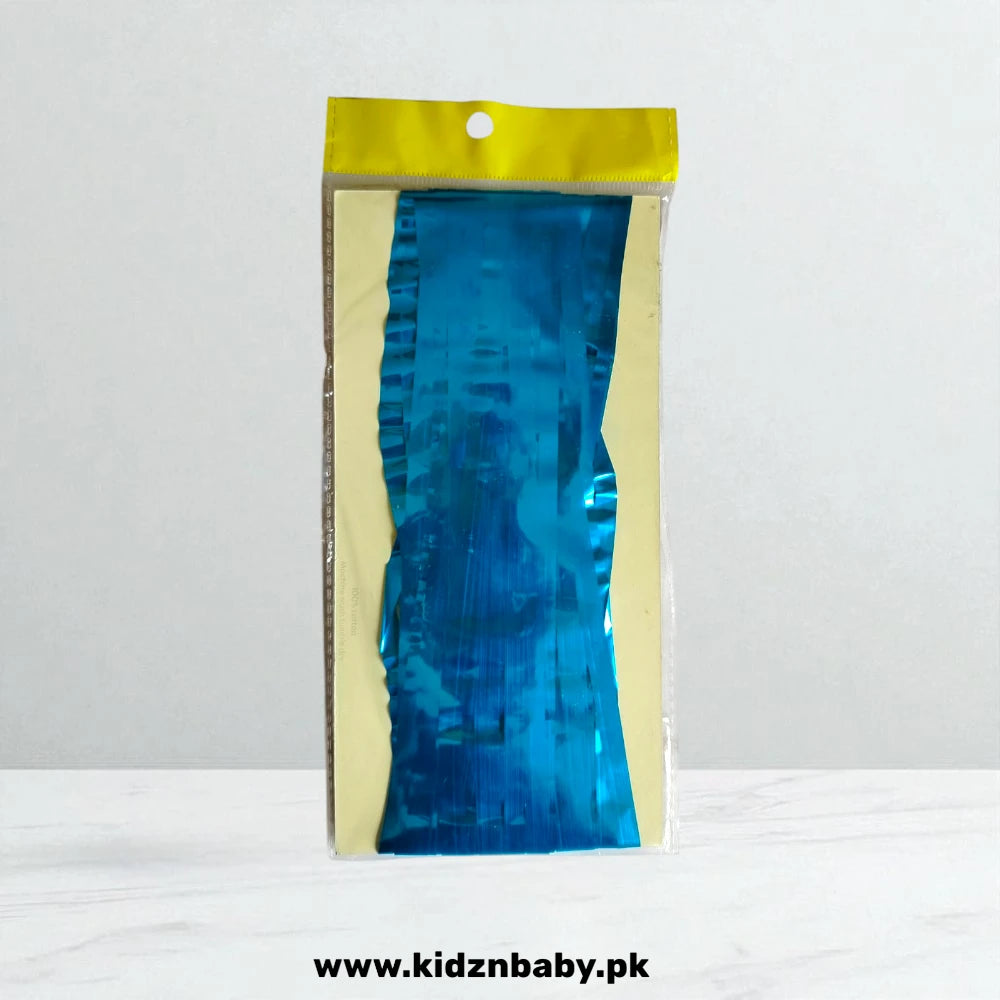 Light Blue fringe foil curtain for party celebrations