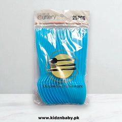 Light Blue Plastic Table spoon for kids birthdays
