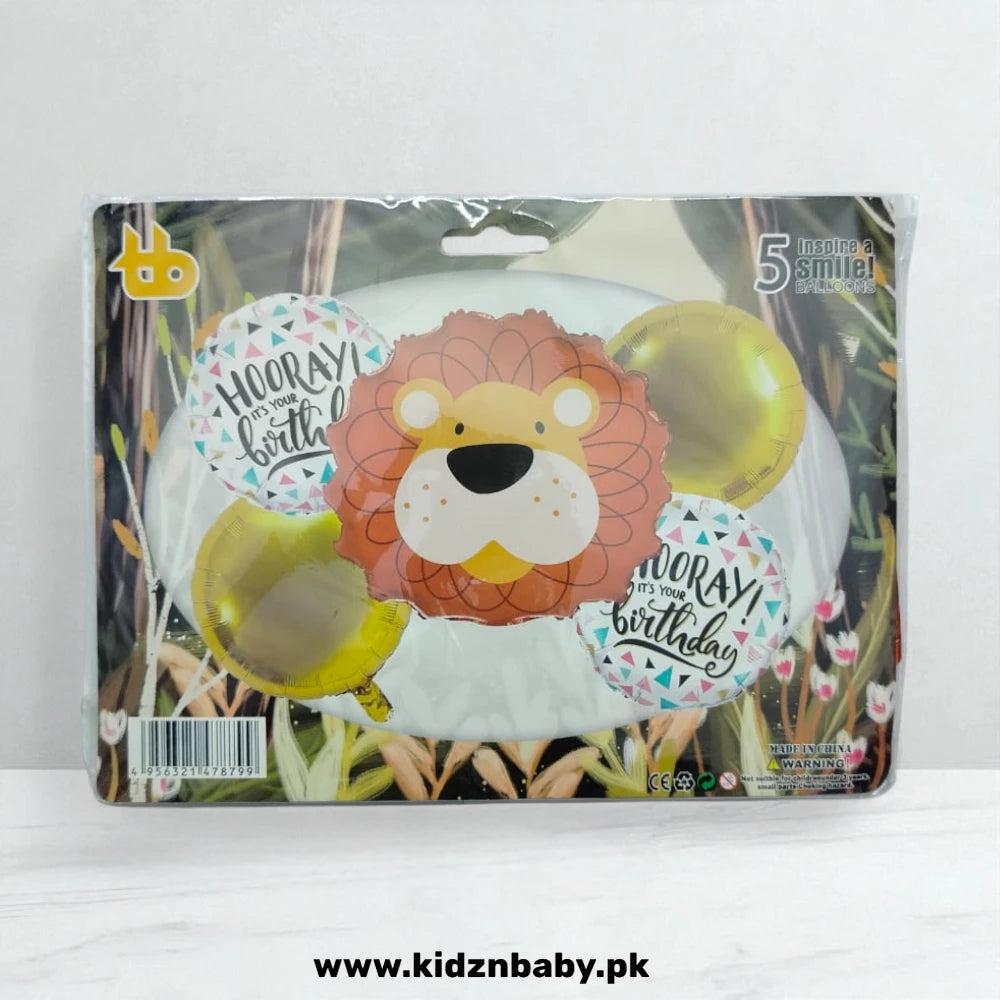 Lion Jungle Theme Birthday Party Balloons - 5 Pcs