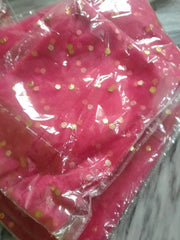 Maroon decorated net curtain