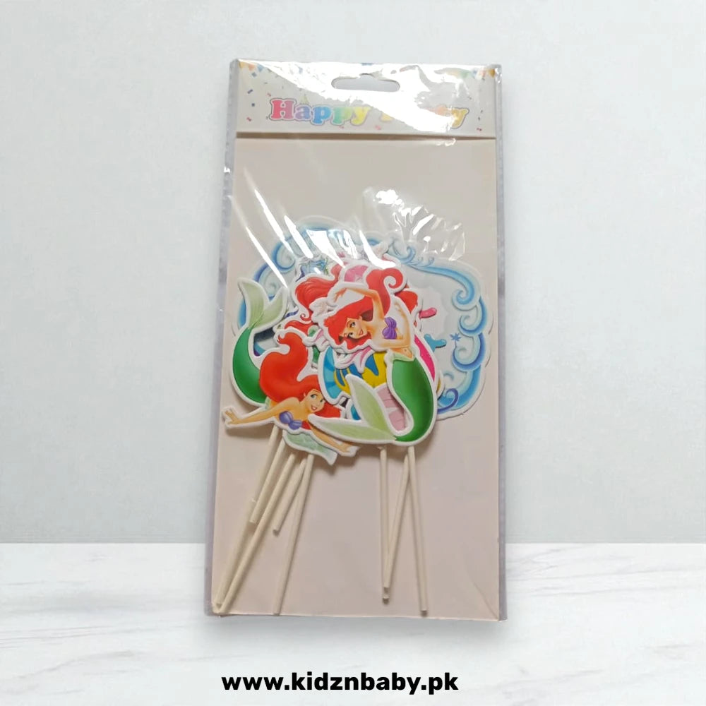 Mermaid tail and seashell cake topper set for under-the-sea party decoration