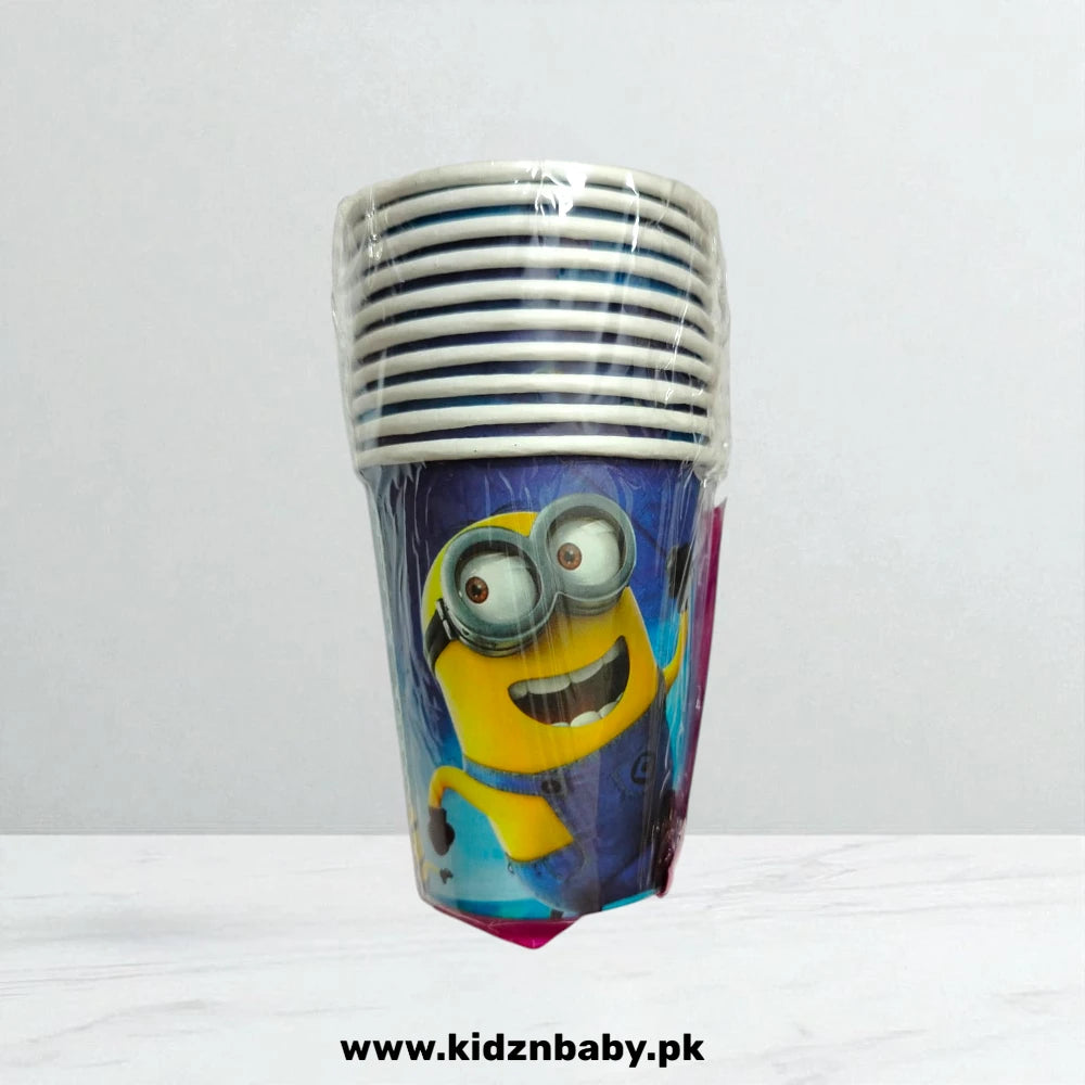 Minion theme disposable paper cups for party drinks and beverages (Pack of 10)