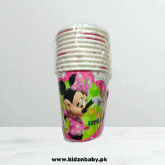 Pink and black Minnie Mouse character paper cups (10 Pcs) for easy party cleanup