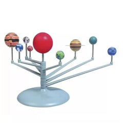 Model of the solar system with colorful planets on a white background