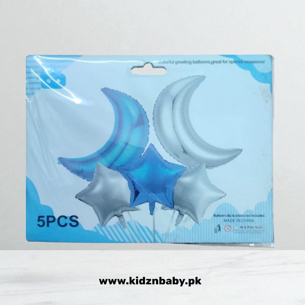 Moon Star Foil Balloon Set Blue – Ramadan Party Pakistan