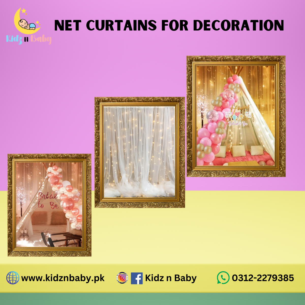 Elegant Net Curtains for Party Decoration - Kidz N Baby