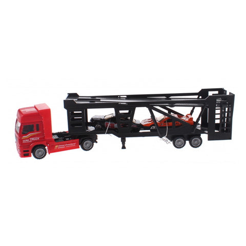 Transport Trailer Truck with Cars - Die Cast - 12 inches