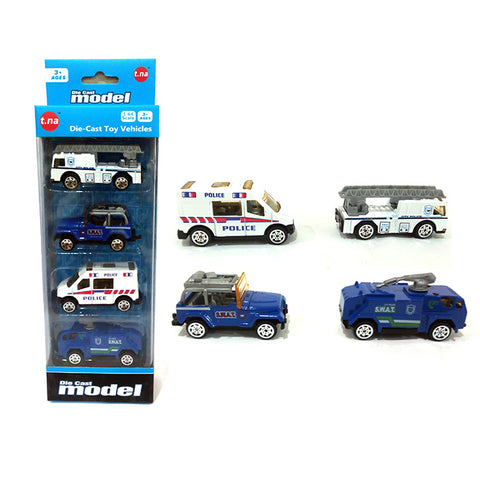 City Police Vehicles Die Cast Cars Set - 4 Pcs