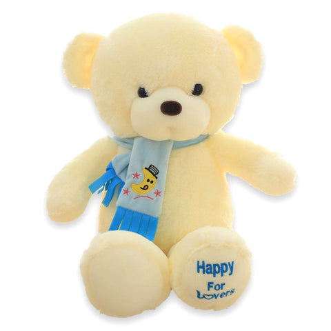 Stuffed & Fluffy White Plush Teddy Bear - 12 inch size