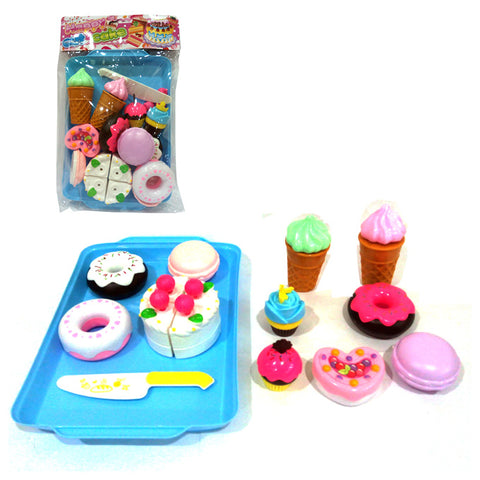 Happy Cake and Ice Cream Dessert Cutting Plastic Food Tray Set