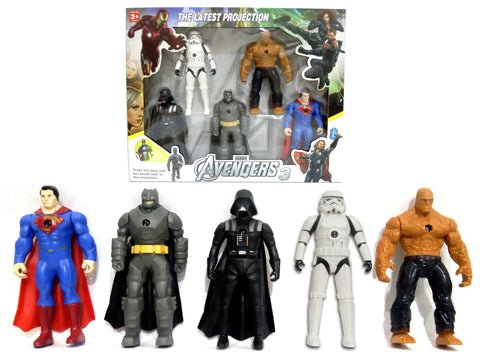 Pack of 5 DC Comics Action Figures With Projector Function - Batman vs Superman - 6 inches