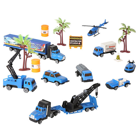 Police Patrol Die Cast Vehicles Play Set Toys for Boys - 19 pcs