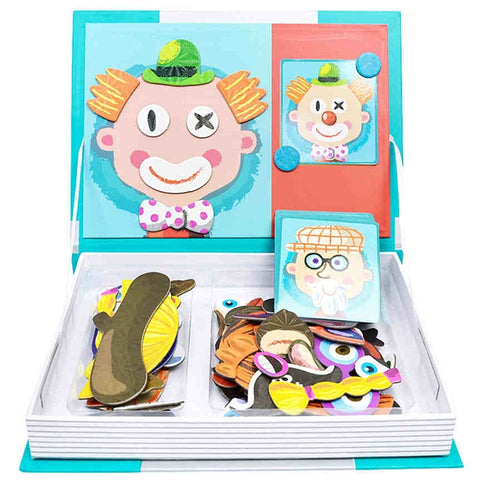 Crazy Face Clown - Magnetic Jigsaw Puzzle Game Book