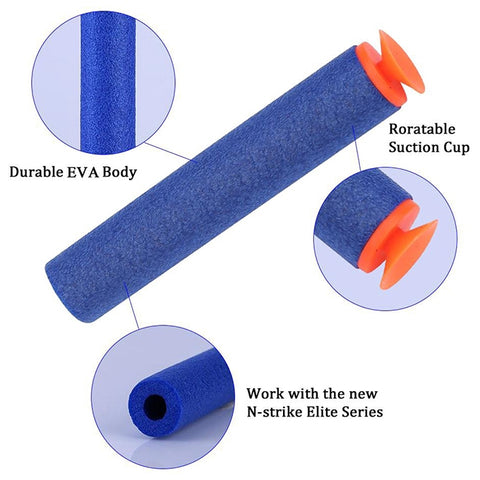 Blue Refill Soft Stick-On Nerf Bullet Darts Pack - 100 pcs