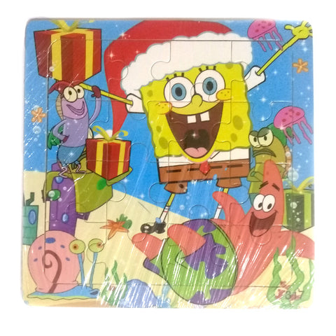 Wooden Jigsaw Puzzle - Spongebob Christmas Suprise Gift Party - 6 inches