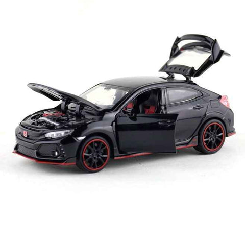 Honda Civic Type-R Racer Die Cast Scale Model Car - Black - 6 Inches