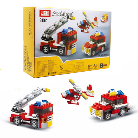 Mini Fire Truck - JISI Bricks Mini Building blocks for kids 3 in 1 -3102