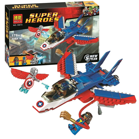 Super Heroes Captain America Jet Pursuit Super Adaptoid Building Block Bricks Toys Gift For Children 10673 Bela