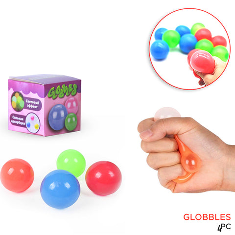 Pack of 4 - Globbles Squishy Luminous Fidget Balls