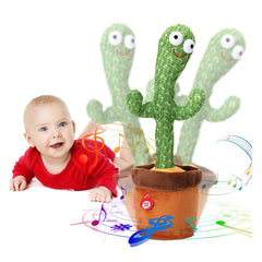 Dancing Cactus Toy with Music, Singing, Talking, Lightning, Wriggle- Funny talk back toy For Kids- Home Decorative and Children Playing Birthday Gift