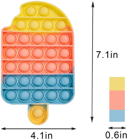 Push Pop Bubble Fidget Spinner Pop It Silicone Toy - 7 inches - Rainbow Lolly Ice Cream Bar