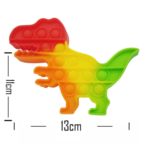 Push Pop Bubble Fidget Spinner Pop It Silicone Toy - 5 inches - Rainbow Dinosaur