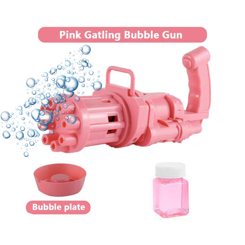 Massive Bubble Gun - Kids Automatic Bubble Gun Toys Summer Soap Water Bubble Machine Plastic Electric - Pink