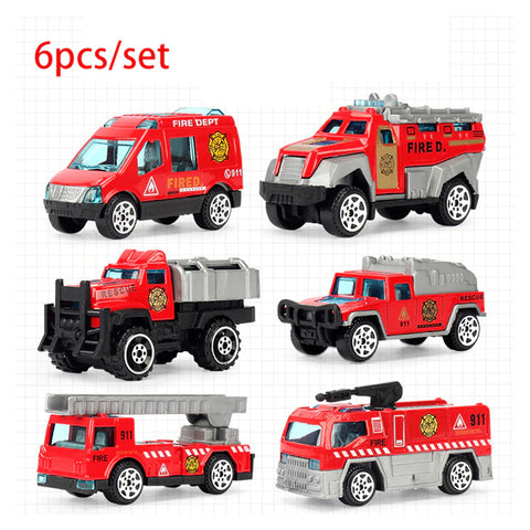 Diecast Fire Rescue Cars Metal Playset Vehicle Models Collection fire rescue Truck Toys For Boys Pack of 6PCS