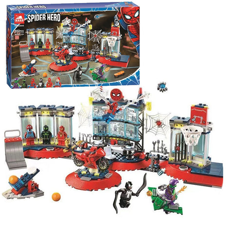 Super hero Marvel Spider-Man Attack on the Spider Lair Building blocks-60095