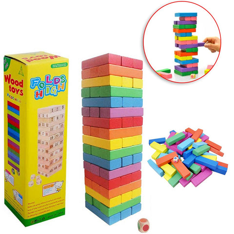 Jenga Wooden multicolor Stacking Tower Board Game for Kids &amp; Adults