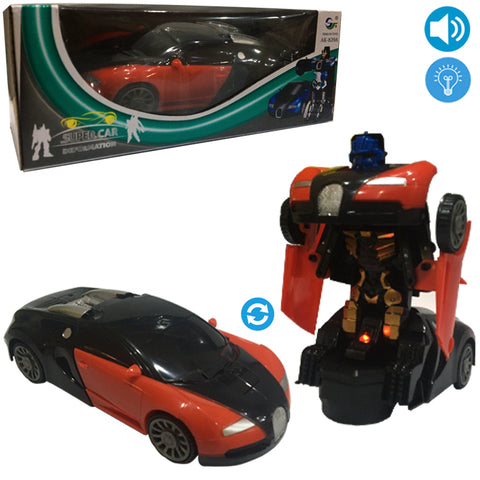 Transformer Bugatti Robot Car - Light &amp; Music - Red