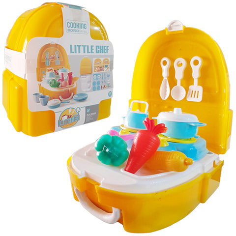 Little Cheff Cooking Backpack for Kids - 22 Pieces Set - Kitchen Play House