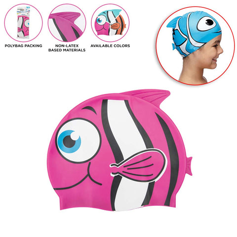 Bestway Swim Cap For Kids, Youth, Men &amp; Women Silicone Fun Water Sports Caps, Children &amp; Adult Swimming Hats Solid &amp; Nemo Fish Characters Waterproof Swim Hat Cap - 26025 for Age 3-9 - 26006 Age 14 above