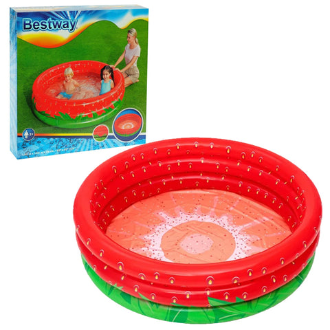 Bestway 51145 Sweet Strawberry Pool 66" x 15" - Inflatable 3-Ring Play Pool, Kids,103 Gallon, Ages 2+