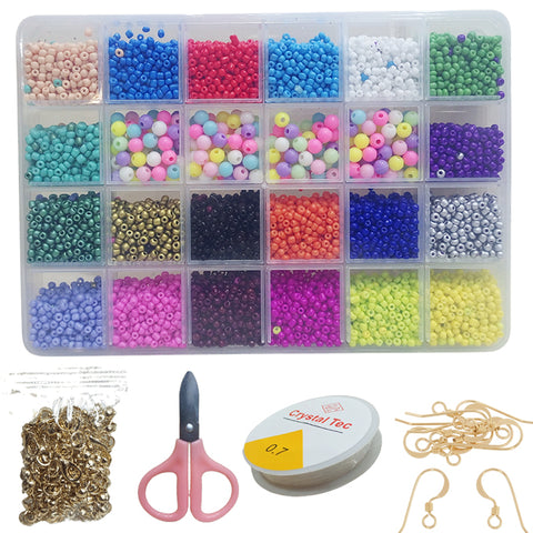 Creative Sting Multicolor Beads Jewelry Activity Set With Earing Stopper and Necklace Accessories