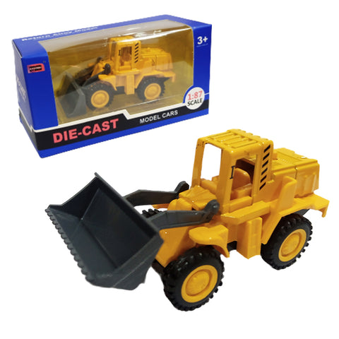 Construction Toys Die Cast 1:87 Scale - Bulldozer Shovel Truck - Size Approx. 4 inch - Yellow