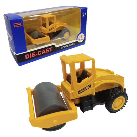 Construction Toys Die Cast 1:87 Scale - Road Roller - Size Approx. 4 inch - Yellow