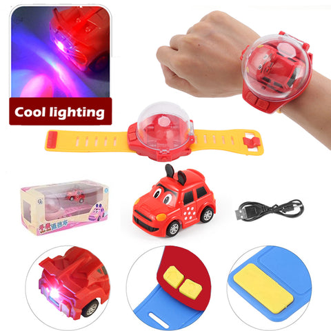 Mini Watch Remote Control Micky Mouse Character 2.4GHz Rechargeable Car - Adjustable Strap - USB Charging Mini Wireless - Red