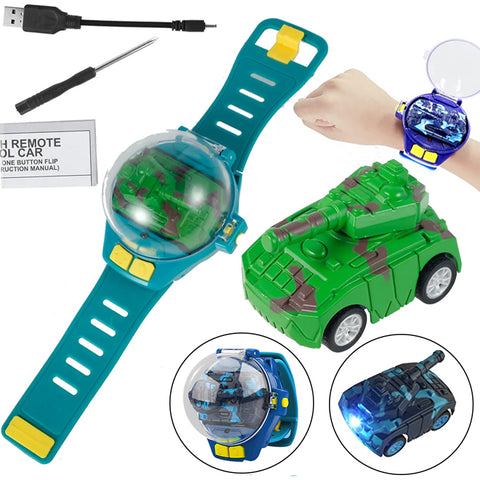 Mini Watch Remote Control Tank 2.4GHz Rechargeable Car - Adjustable Strap - USB Charging Mini Wireless - Multicolor