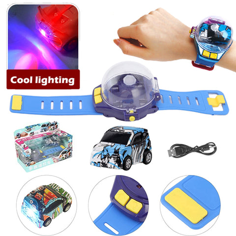 Mini Watch Remote Control Printed Car 2.4GHz Rechargeable Car - Adjustable Strap - USB Charging Mini Wireless - Assorted Deisgn