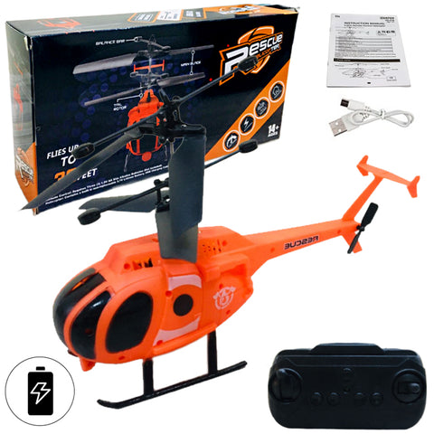 Remote Control Rescue Helicopter Rechargeable 2.4GHz - 3.5 Channel With Front Light - Approx. 23cm - Orange