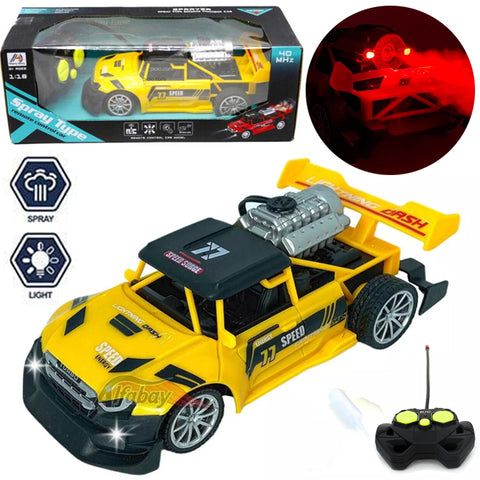 RC- Monster Car with Lights &amp; Flame Spray Function Stunt Car - 1:20 Scale - Four Channel - Operated Battery - Yellow